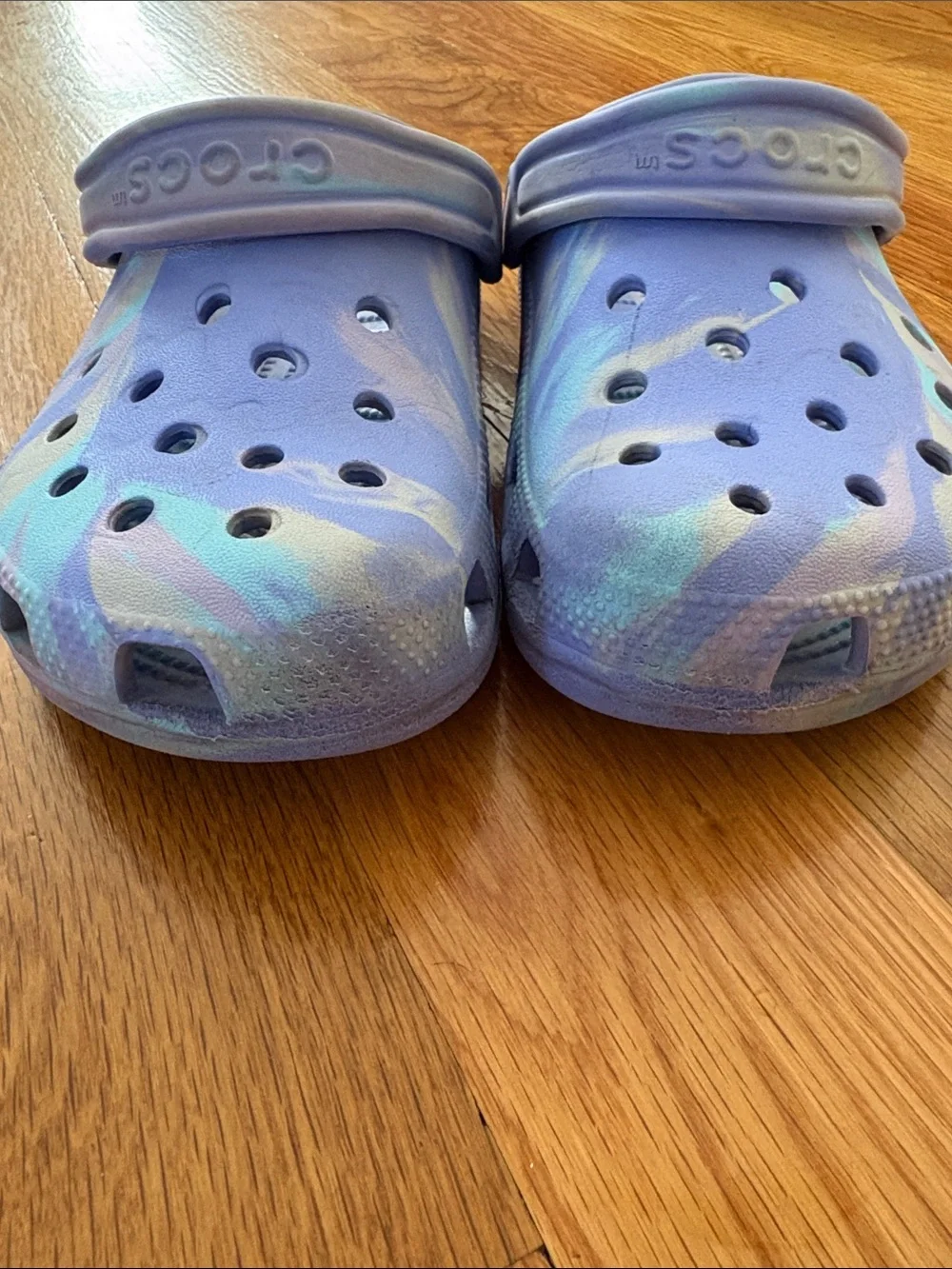 CROCS moon jelly marble Kids Lavender & Teal Tie-Dye Clog size j3 j 3 youth shoe